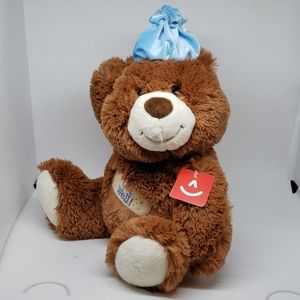 Stuff Bear Toy Plush Aurora Brown Blue Get Well